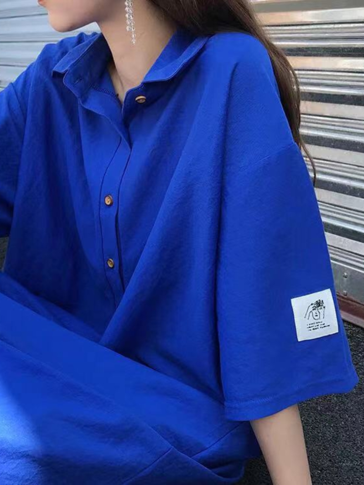 Korean Style A Line Shirt Dress - Vestido camisero de talla grande para