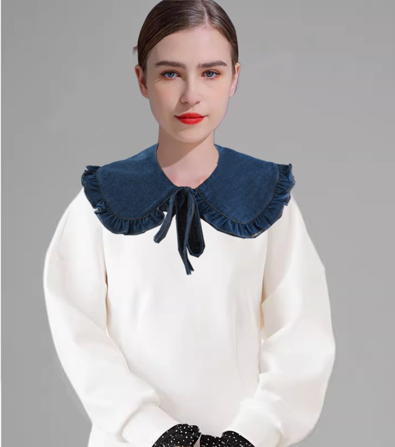 Blouses - Cuello falso con volantes de mezclilla