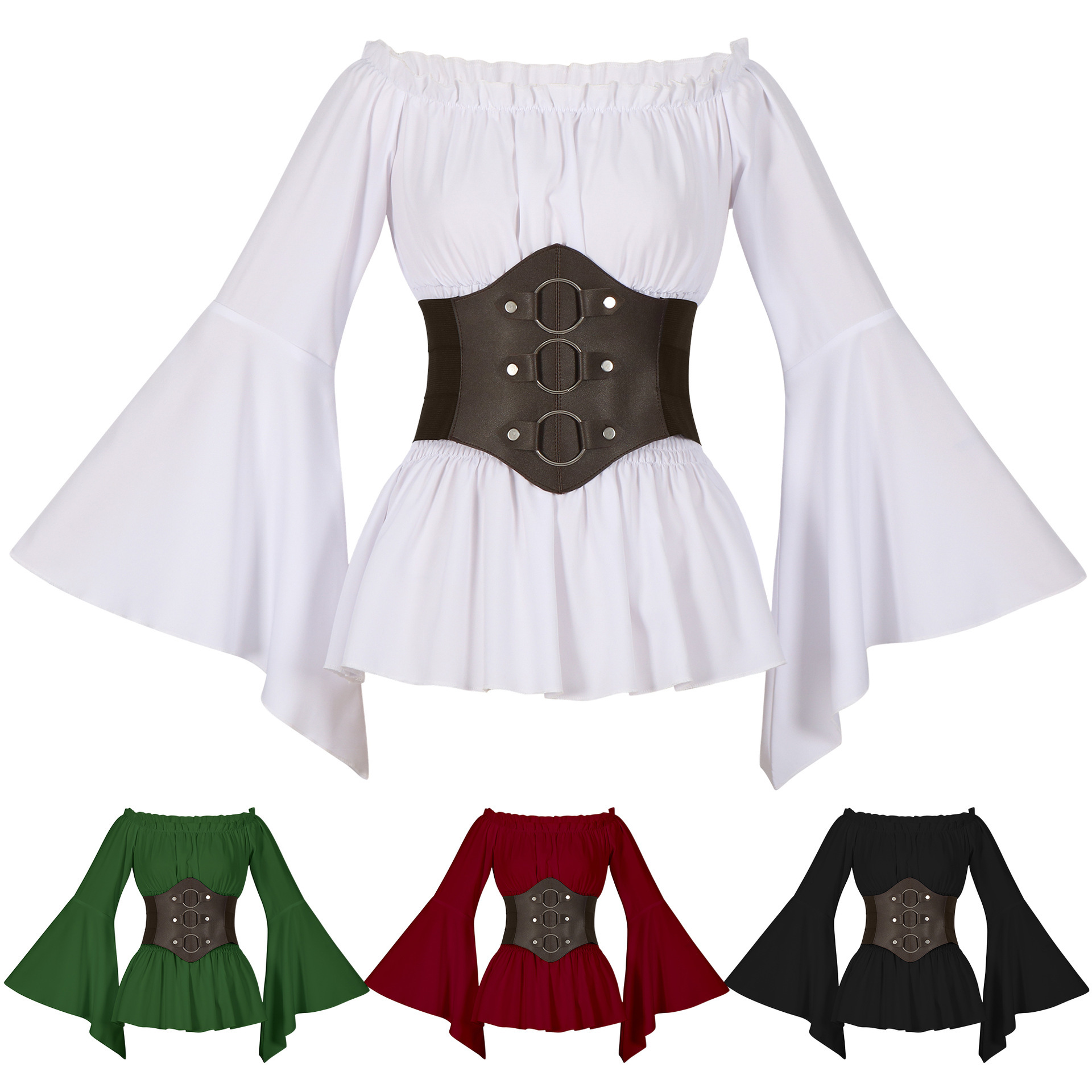 Blouses - Camisa Pirata Medieval Victoriana con Hombros