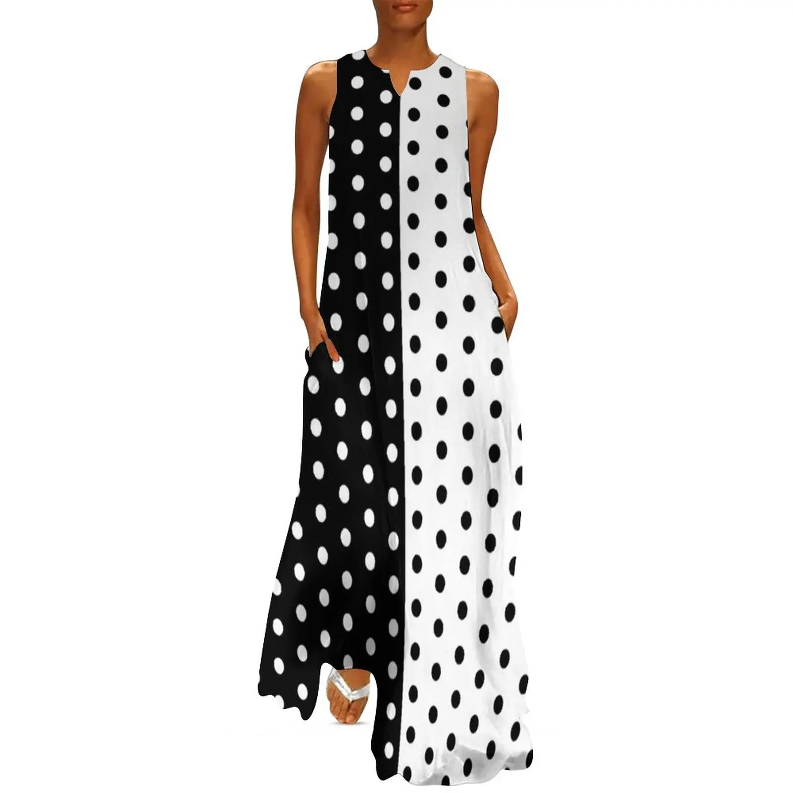 Boho Summer Beach Maxi Dress - Vestido Retro de dos tonos para