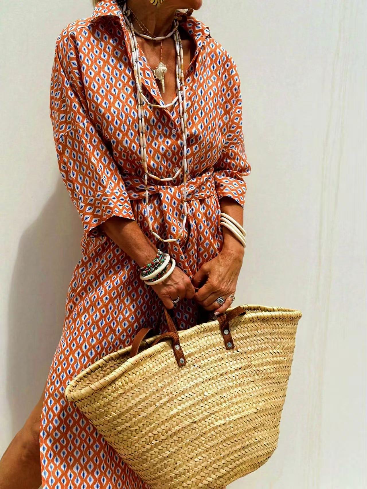 Vestido Túnica Largo Maxi con  - Casual Loose Linen Shirt Dress reseña y precio