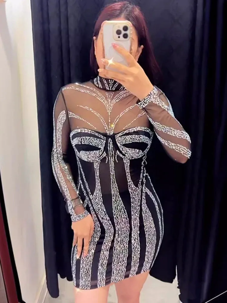 Vestido de cumpleaños con diam - Sparkly Rhinestone Club Party Dress reseña y precio