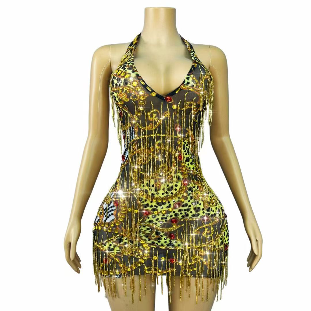 Minivestido ajustado con caden - Sparkly Rhinestone Club Party Dress reseña y precio