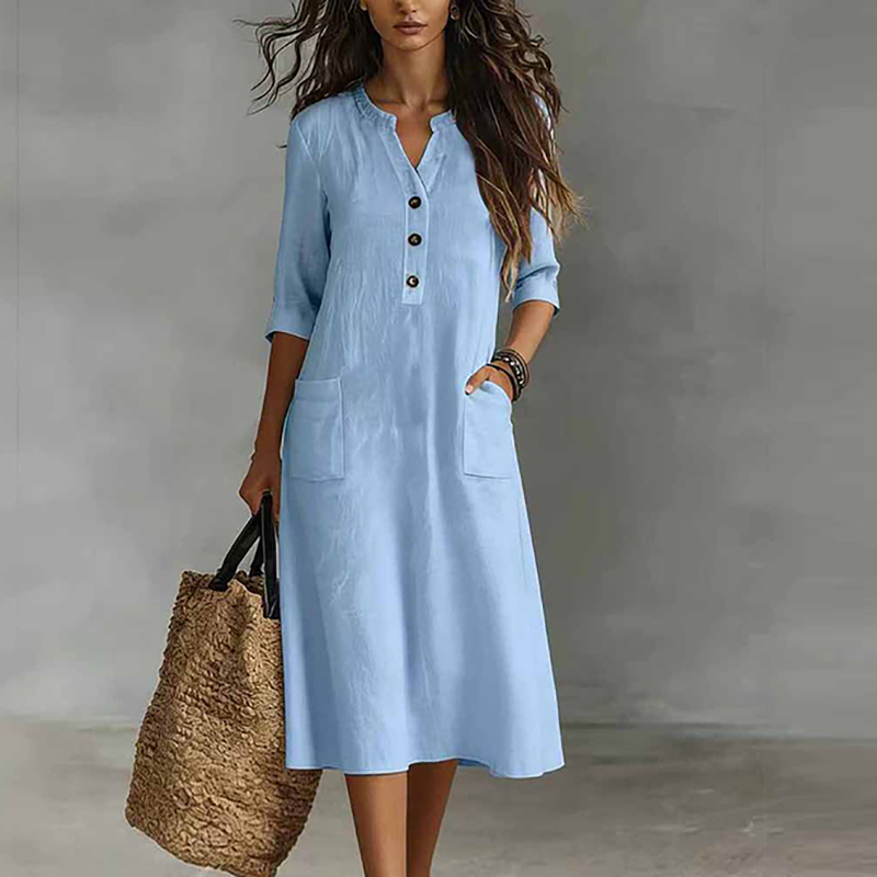 Vestido midi informal de algod - Boho Summer Beach Maxi Dress reseña y precio