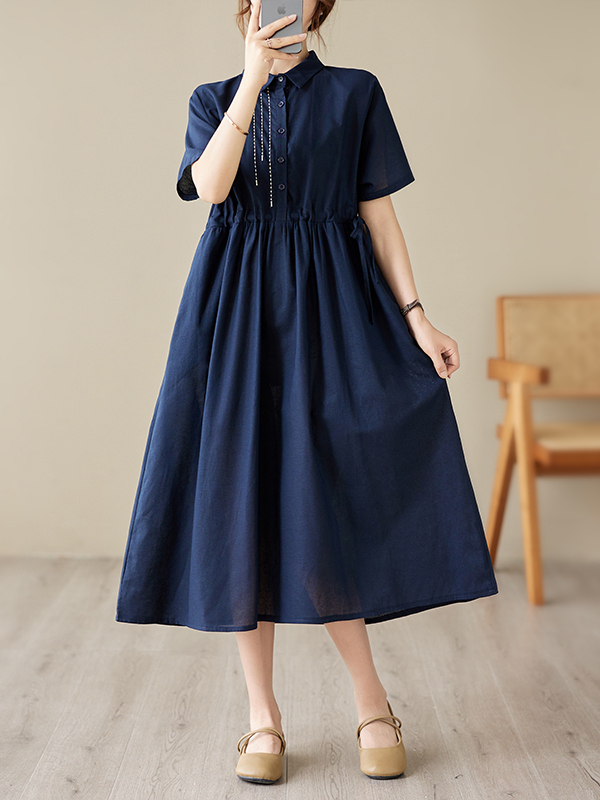 Vestido Casual de Algodón y Li - Casual Loose Linen Shirt Dress reseña y precio