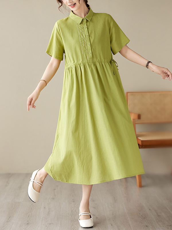 Vestido Casual de Algodón y Li - Casual Loose Linen Shirt Dress reseña y precio